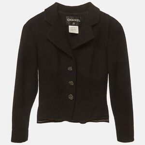Chanel Black Tweed Button Detail Jacket S